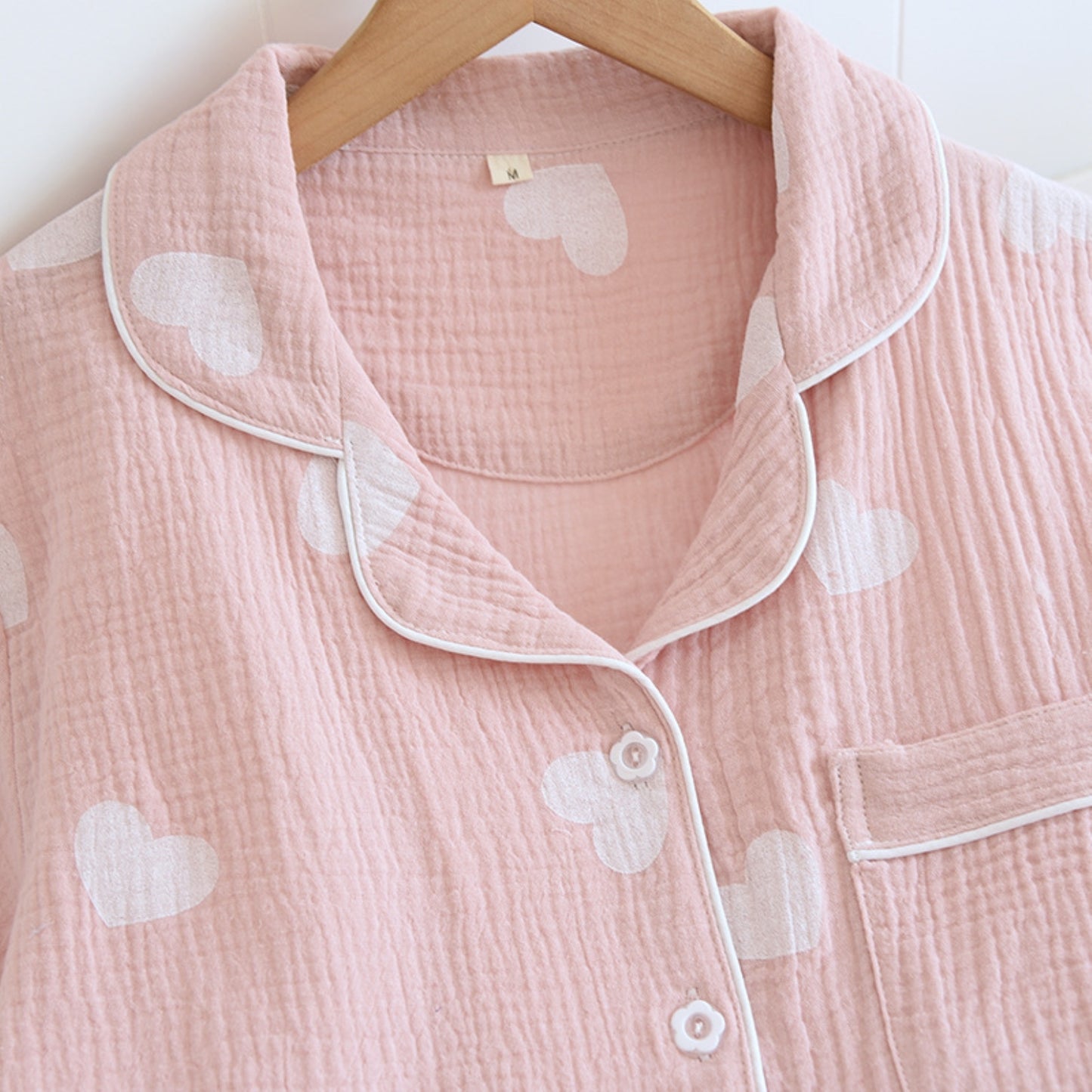 Textured Heart Print Pajama Coordinates