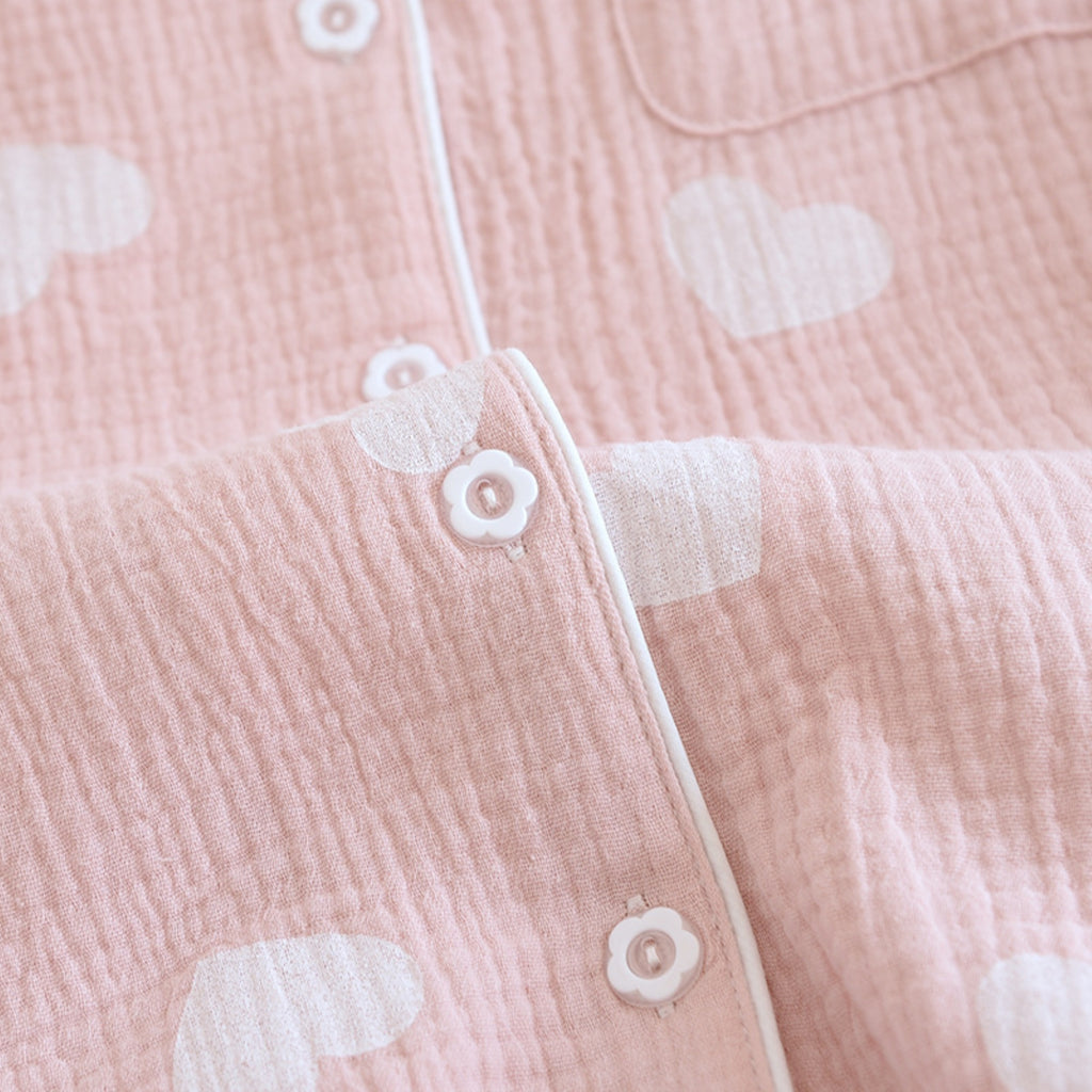 Textured Heart Print Pajama Coordinates