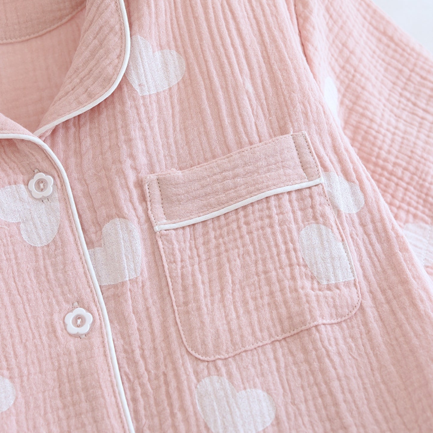 Textured Heart Print Pajama Coordinates