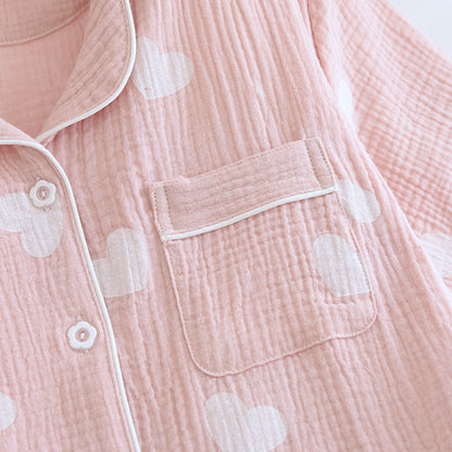 Textured Heart Print Pajama Coordinates
