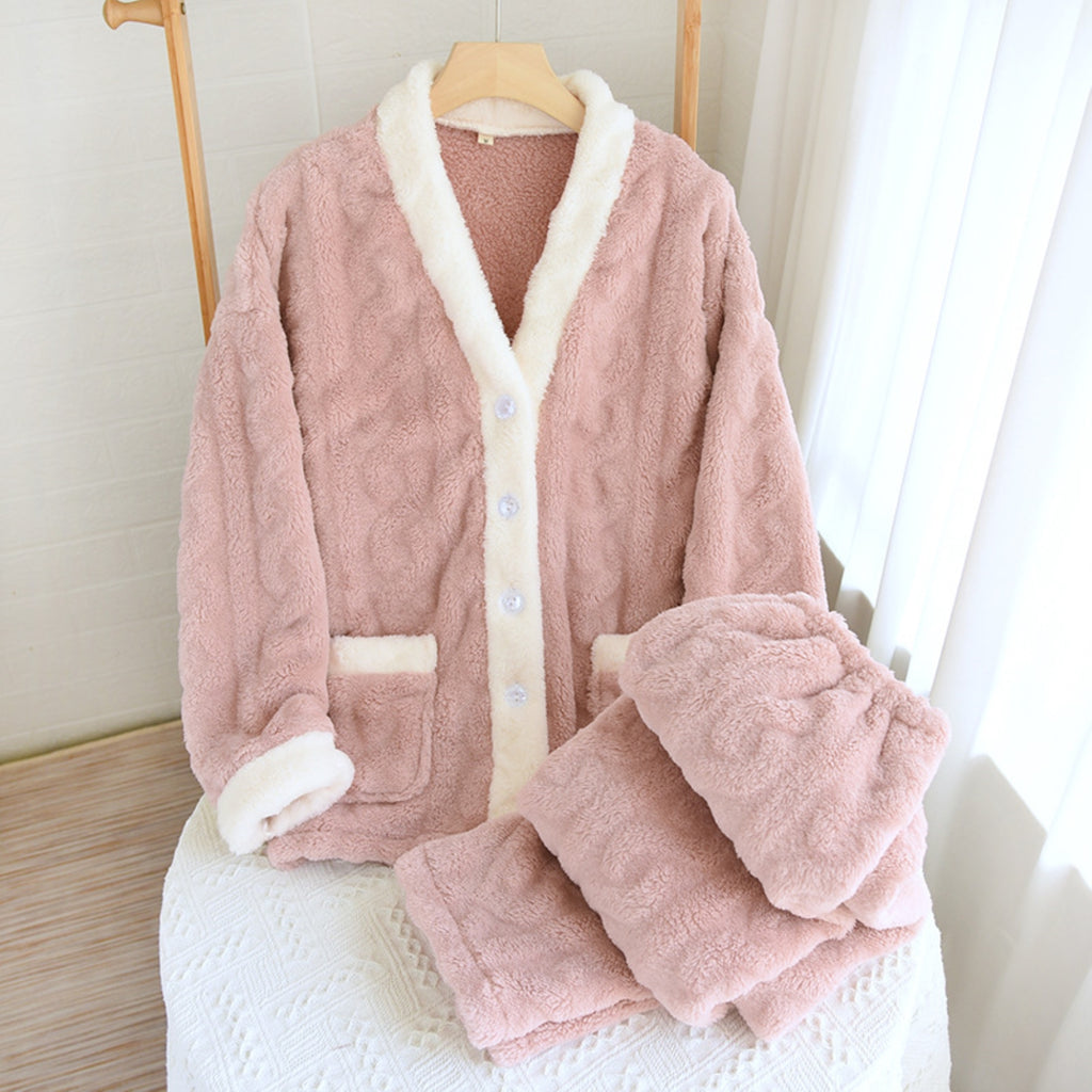 Fuzzy Textured Thick Pajama Coordinates