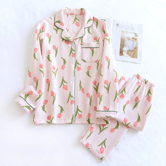Tulip Print Textured Pajama Coordinates
