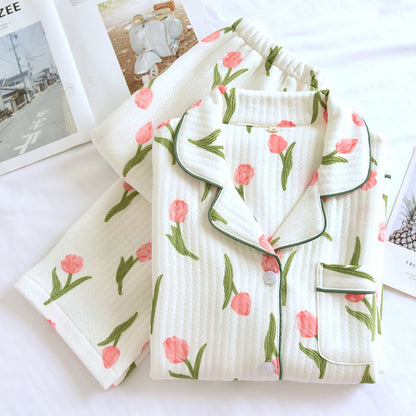 Tulip Print Textured Pajama Coordinates