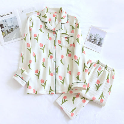 Tulip Print Textured Pajama Coordinates