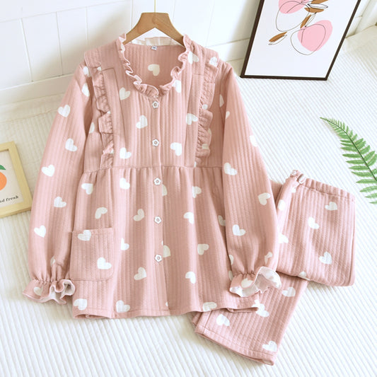 Heart Print Blouse and Pajama Coordinates