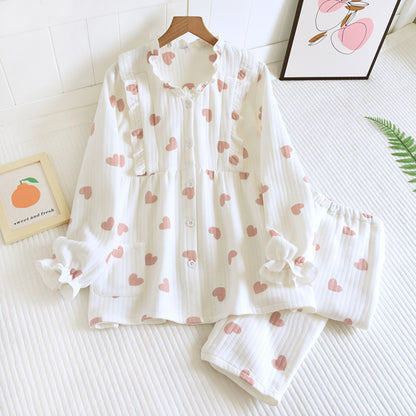 Heart Print Blouse and Pajama Coordinates