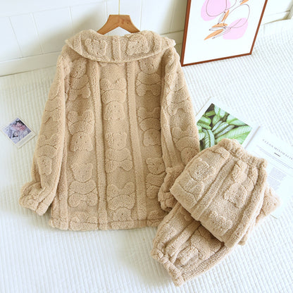 Bear Pattern Fuzzy Lounge Coordinates