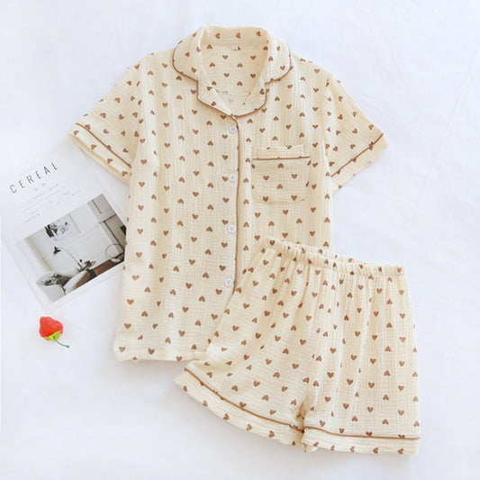 Heart Pattern Shirt and Shorts Coordinates