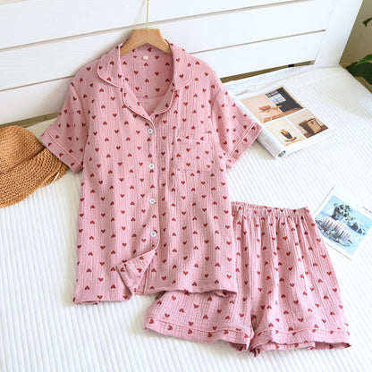 Heart Pattern Shirt and Shorts Coordinates