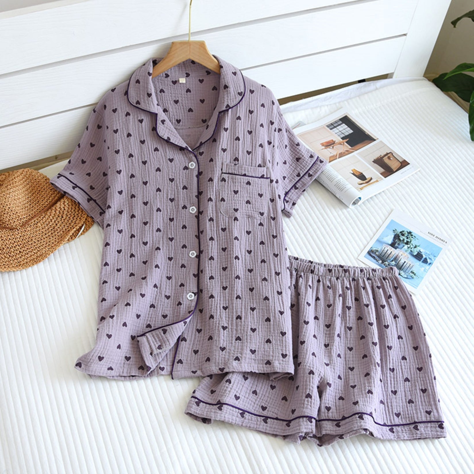 Heart Pattern Shirt and Shorts Coordinates