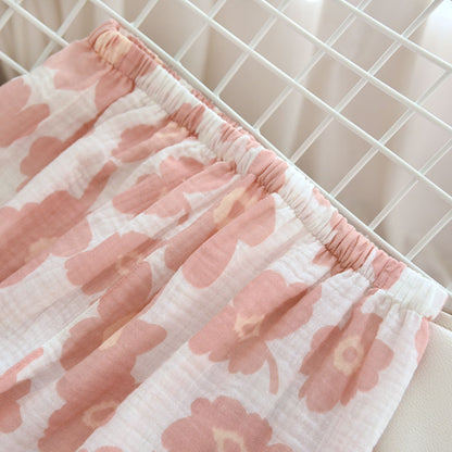 Conjunto de camisa y pantalones cortos con estampado floral texturizado