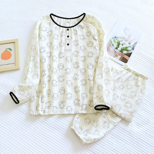 Dog Pattern Textured Pajama Coordinates