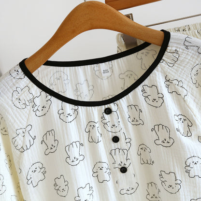 Dog Pattern Textured Pajama Coordinates