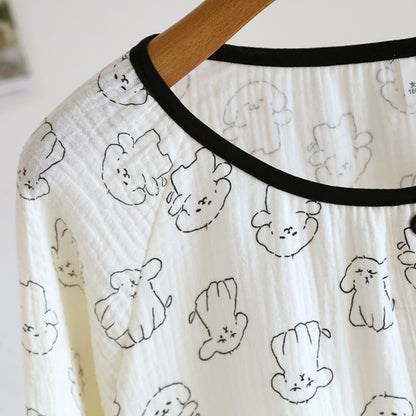 Dog Pattern Textured Pajama Coordinates