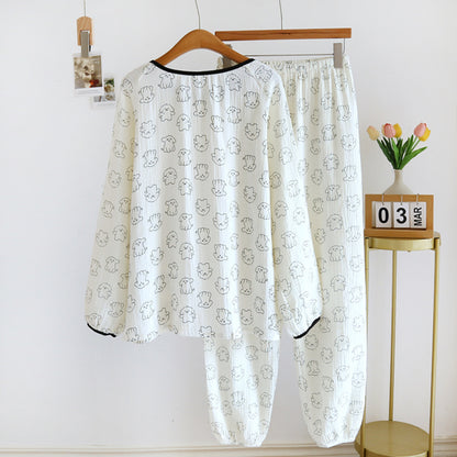 Dog Pattern Textured Pajama Coordinates