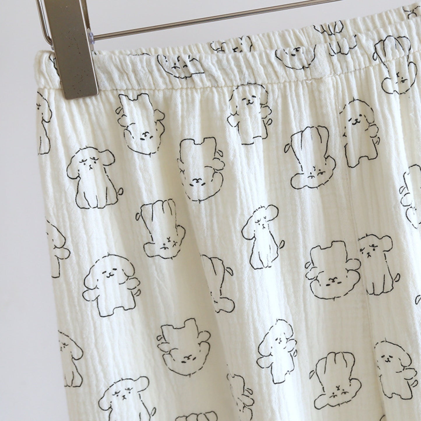 Dog Pattern Textured Pajama Coordinates