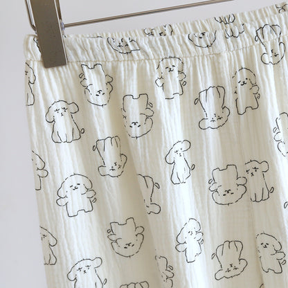 Dog Pattern Textured Pajama Coordinates
