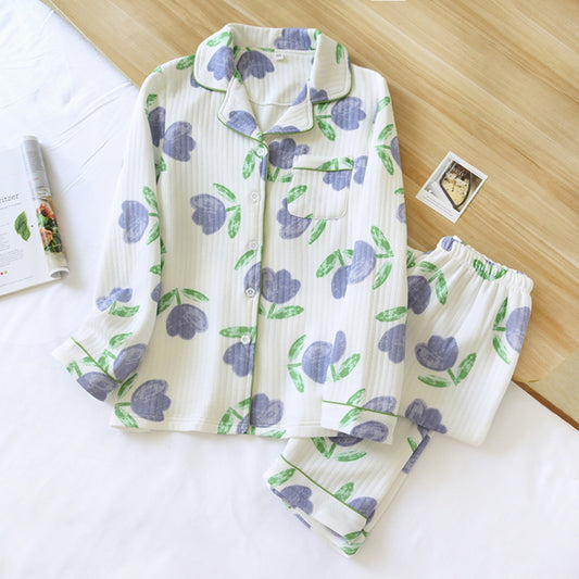 Tulip Pattern Textured Pajama Coordinates