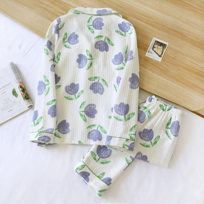 Tulip Pattern Textured Pajama Coordinates