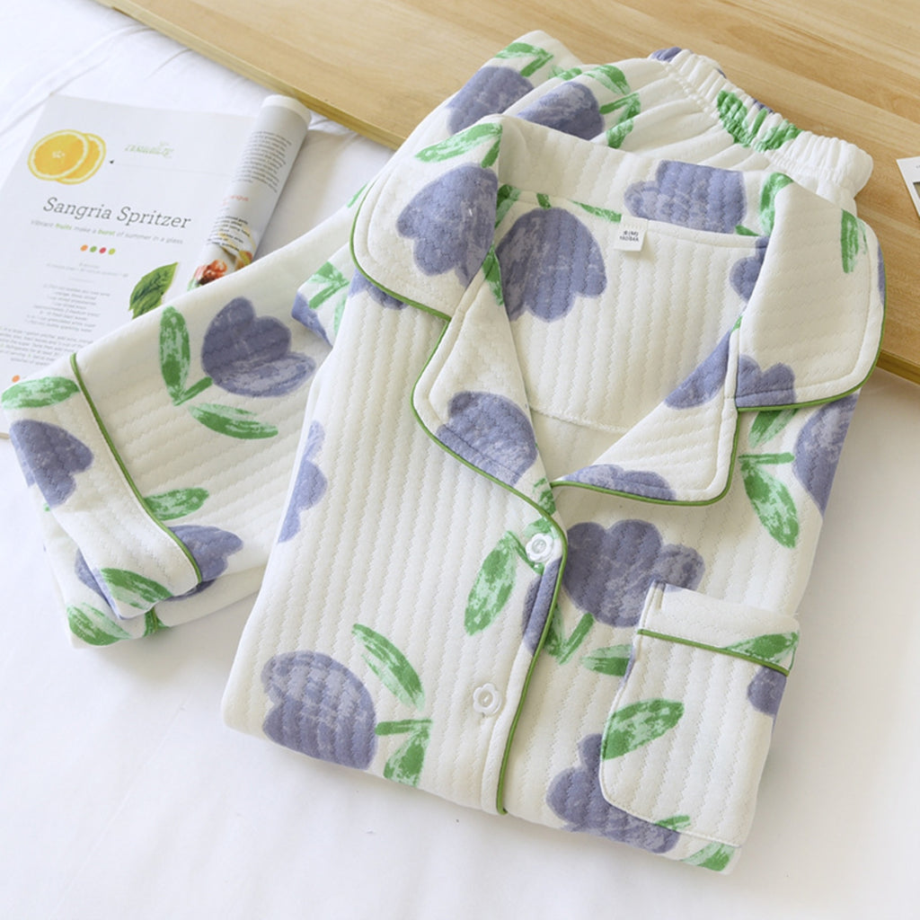 Tulip Pattern Textured Pajama Coordinates