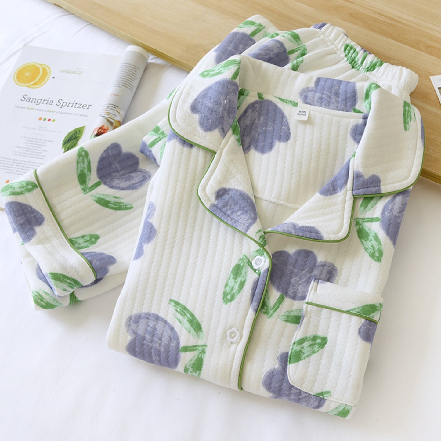 Tulip Pattern Textured Pajama Coordinates
