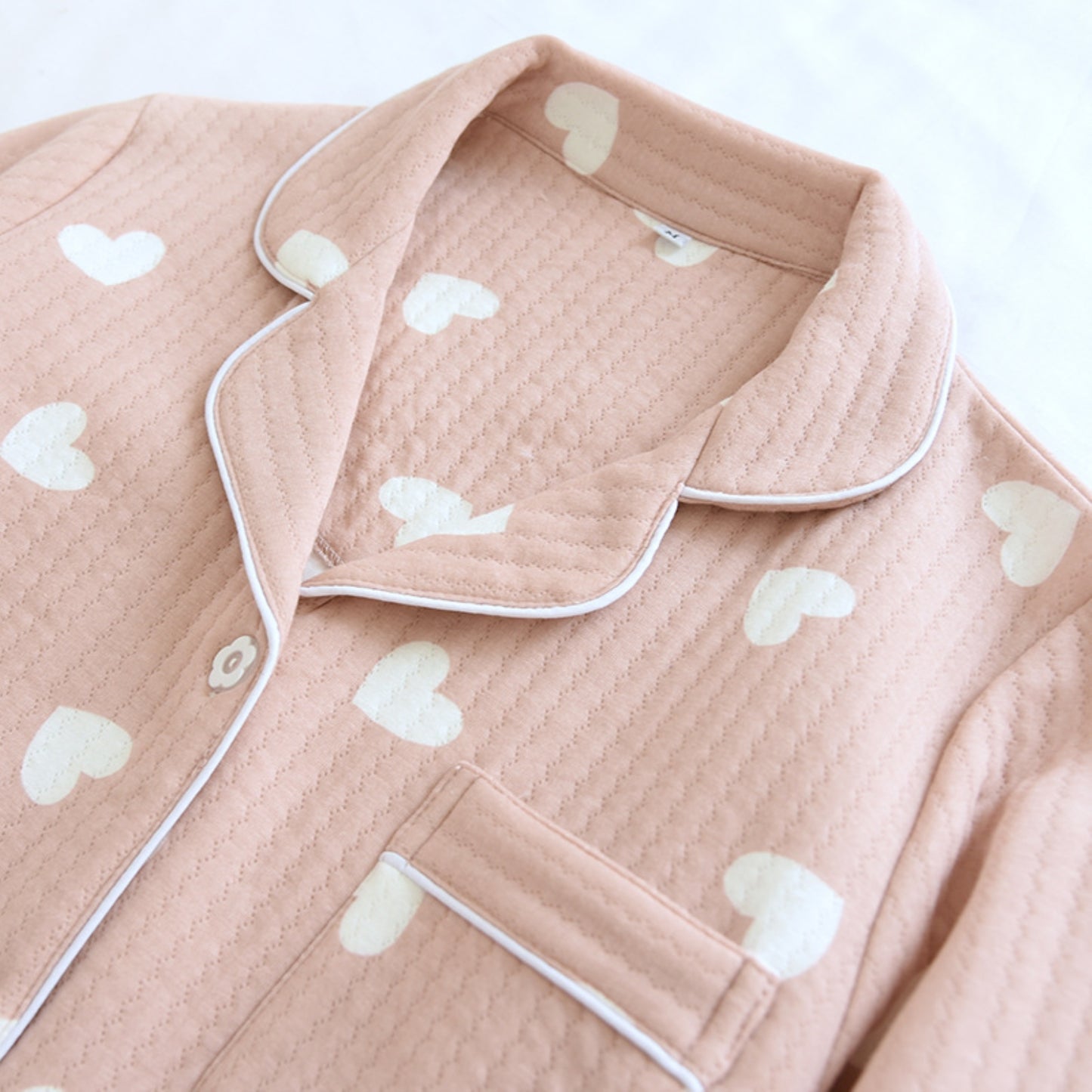 Heart Pattern Textured Pajama Coordinates