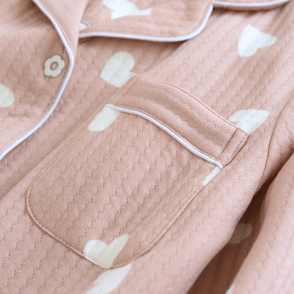 Heart Pattern Textured Pajama Coordinates