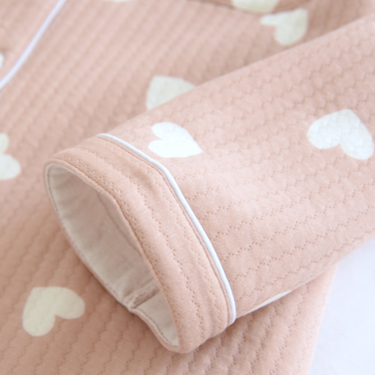 Heart Pattern Textured Pajama Coordinates