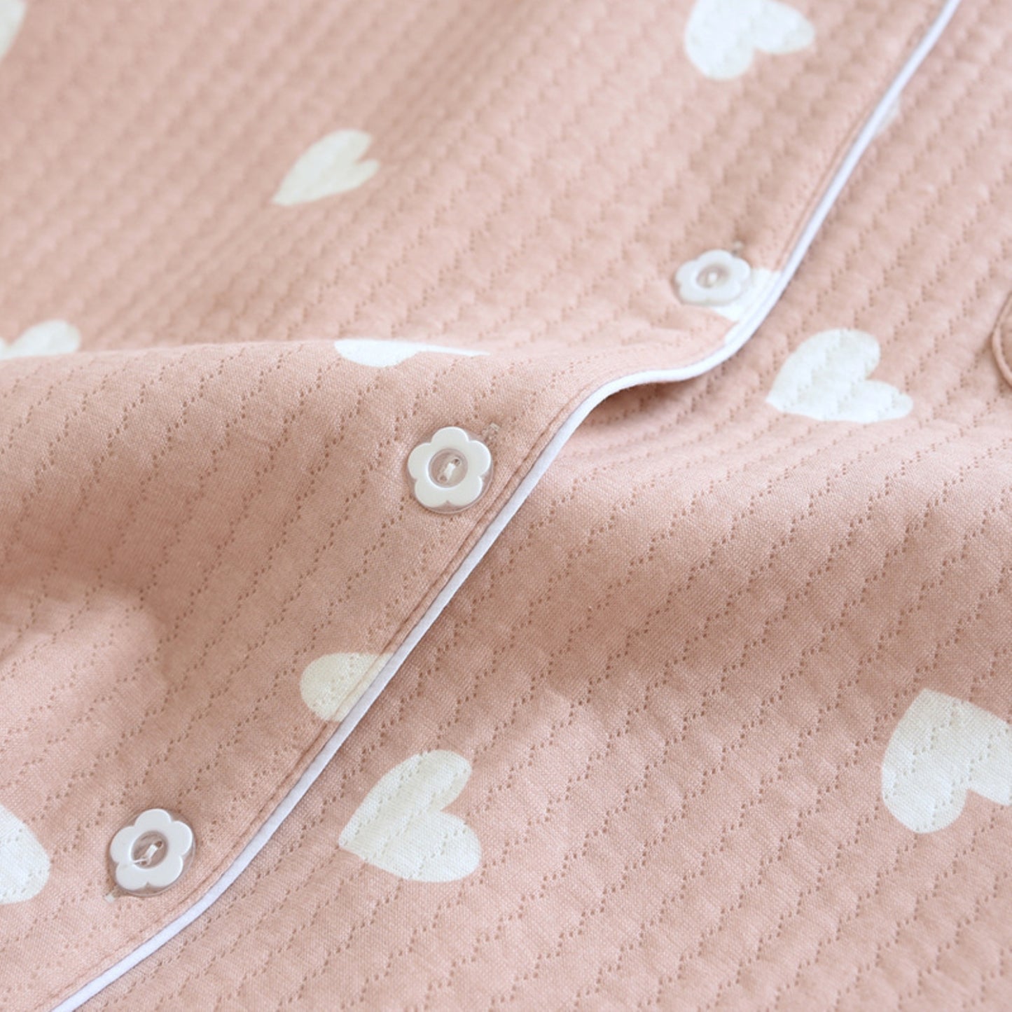 Heart Pattern Textured Pajama Coordinates