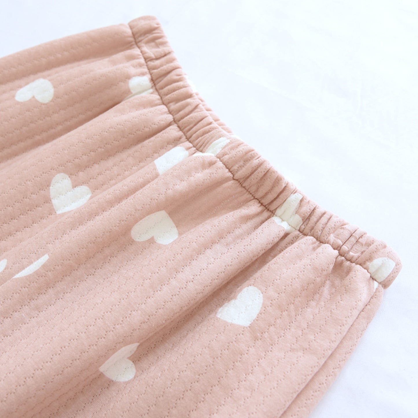 Heart Pattern Textured Pajama Coordinates