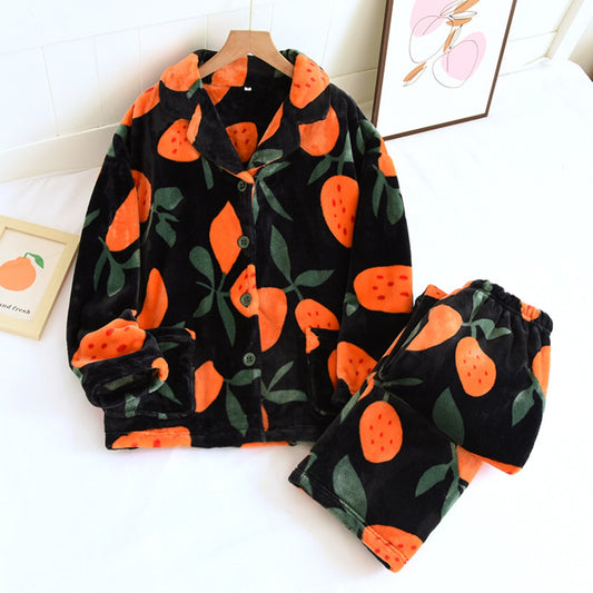 Contrast Fruit Pattern Pajama Coordinates