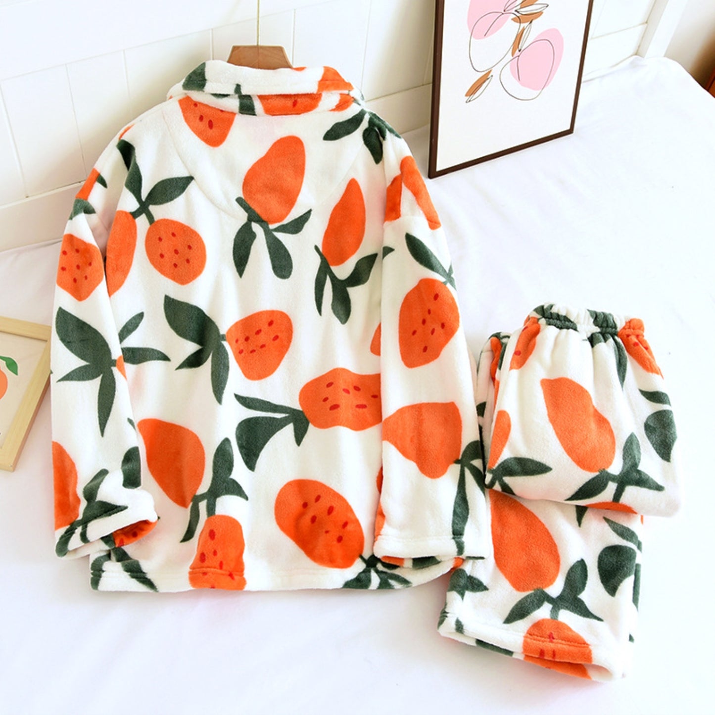 Contrast Fruit Pattern Pajama Coordinates