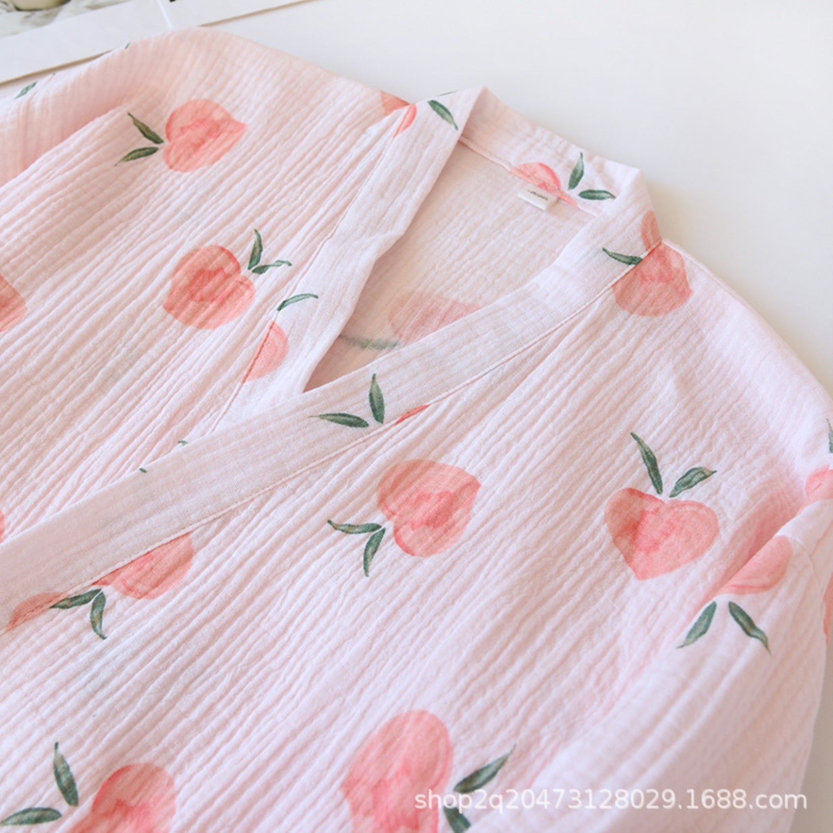 Peach Print Surplice Pajama Coordinates
