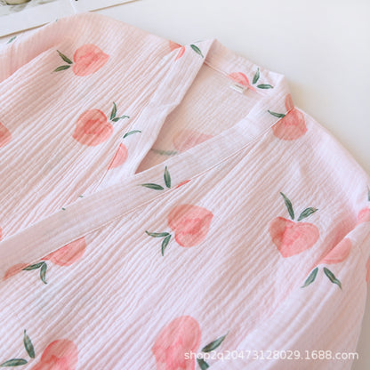 Peach Print Surplice Pajama Coordinates