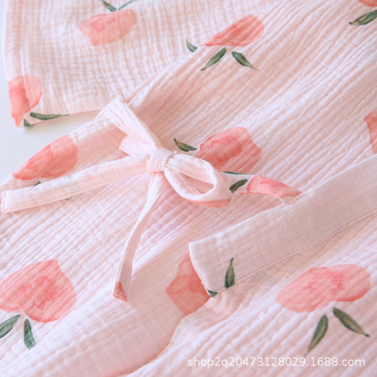 Peach Print Surplice Pajama Coordinates