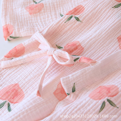Peach Print Surplice Pajama Coordinates
