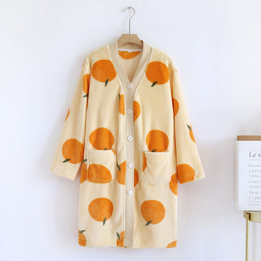 Orange Pattern Knit Cardigan