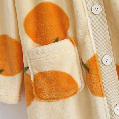 Orange Pattern Knit Cardigan