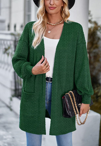 Open Front Cable Knit Cardigan