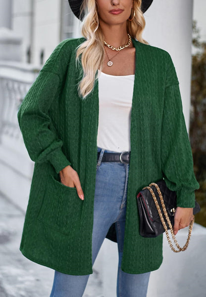 Open Front Cable Knit Cardigan