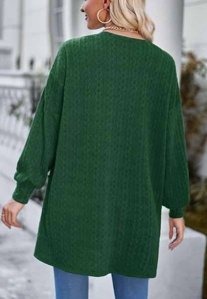 Open Front Cable Knit Cardigan