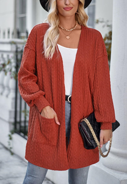 Open Front Cable Knit Cardigan