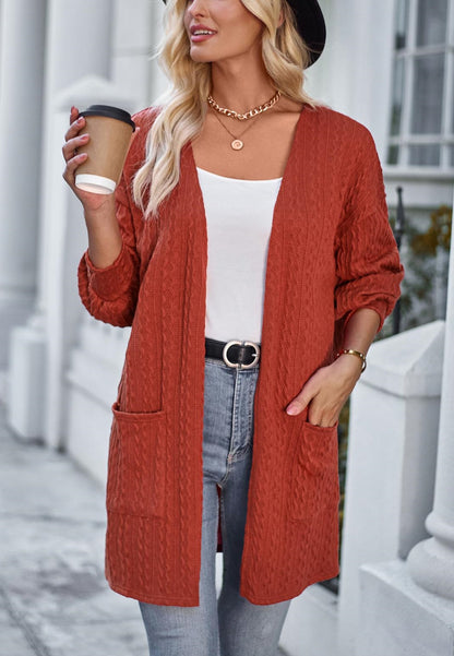 Open Front Cable Knit Cardigan