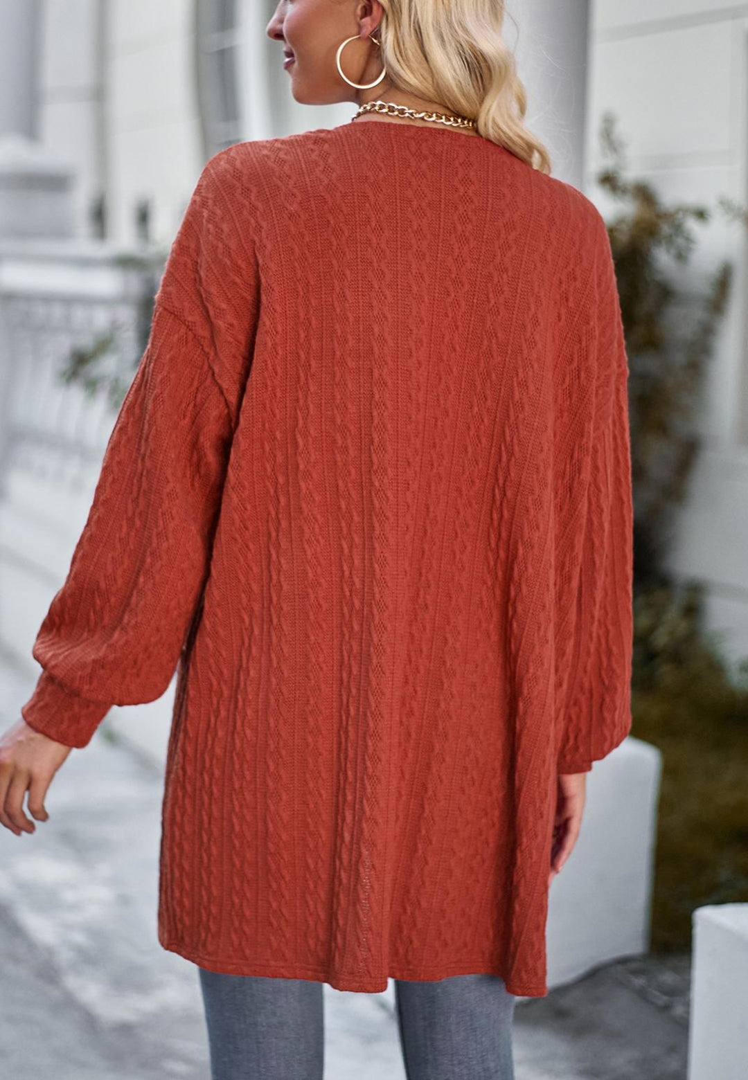 Open Front Cable Knit Cardigan