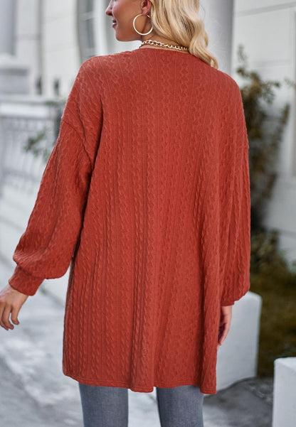 Open Front Cable Knit Cardigan