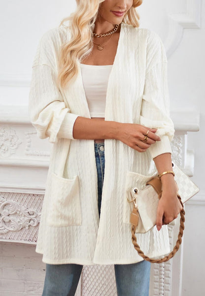 Open Front Cable Knit Cardigan