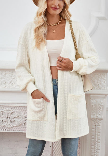 Open Front Cable Knit Cardigan