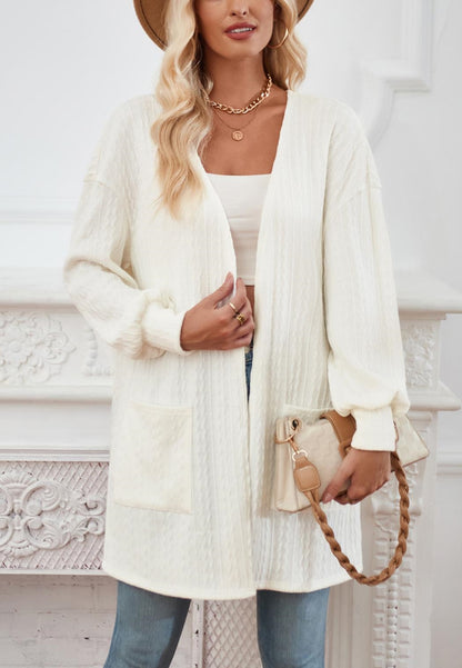 Open Front Cable Knit Cardigan