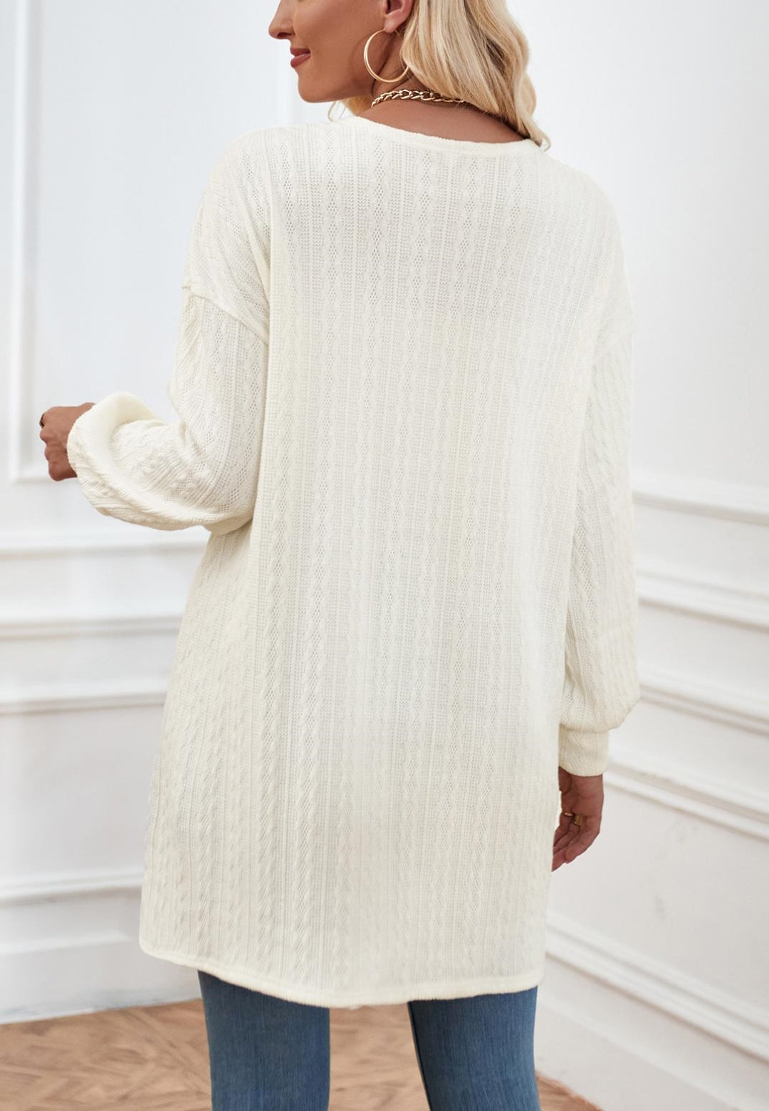 Open Front Cable Knit Cardigan