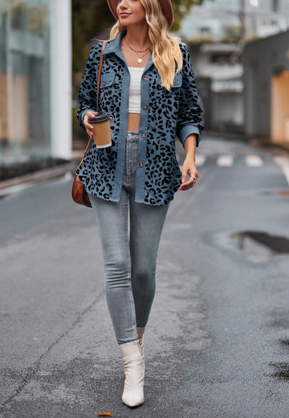 Leopard Print Collared Jacket
